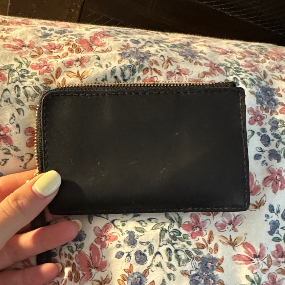 Madewell Black Leather Zip Card Case